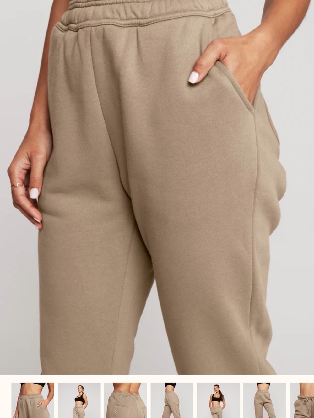 POPFLEX Taupe High-Waist Jogger Pantsuit Pants - Picture 3 of 12